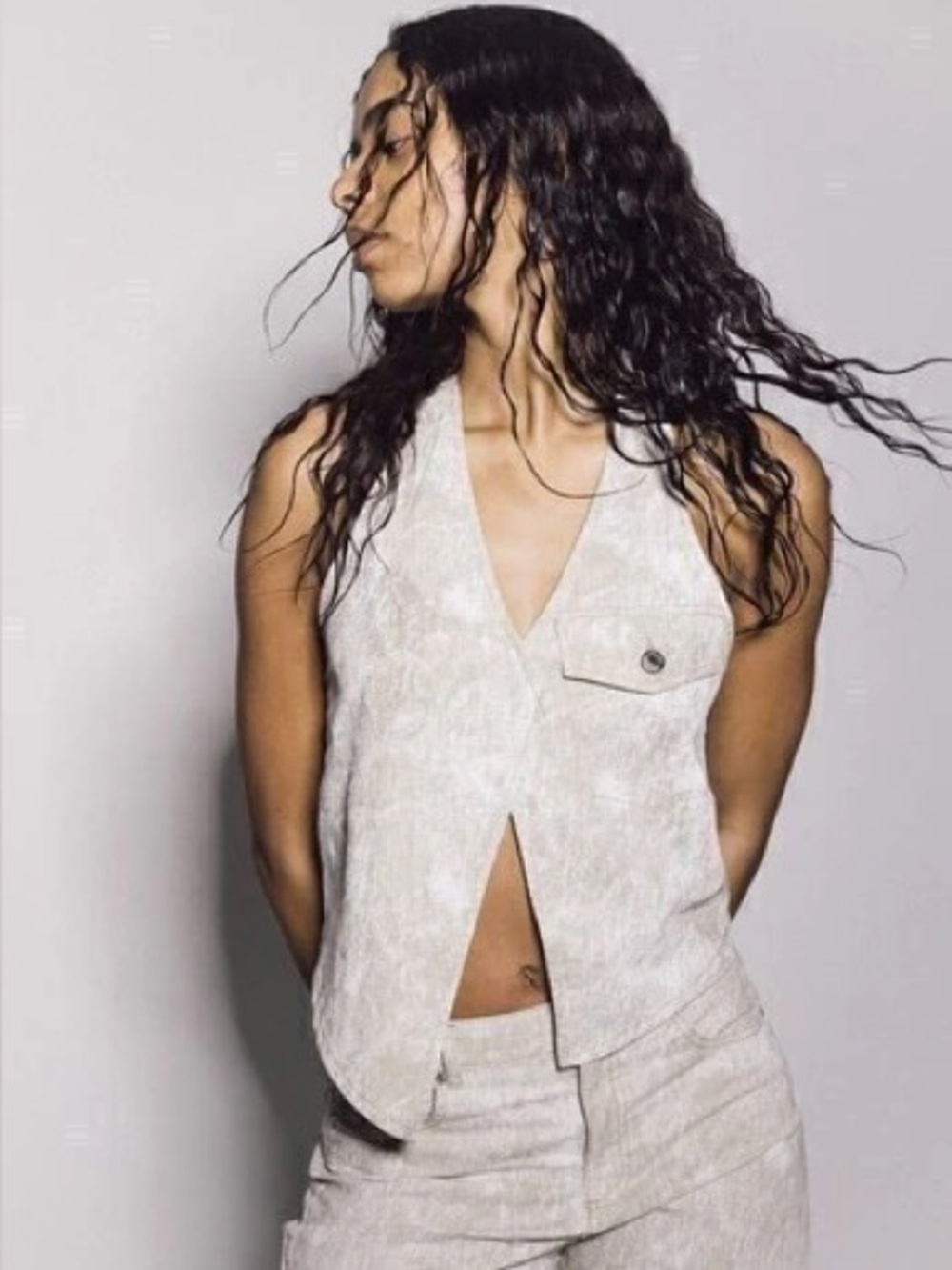 Zara Linen Blend Halter Top
